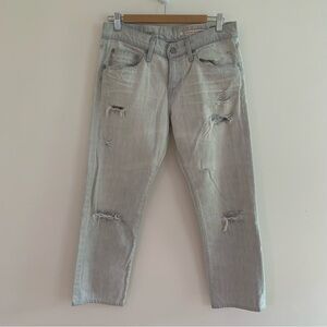 AG Adriano Goldschmied Ex-Boyfriend Crop Distressed Ripped Denim Jeans Womens 28